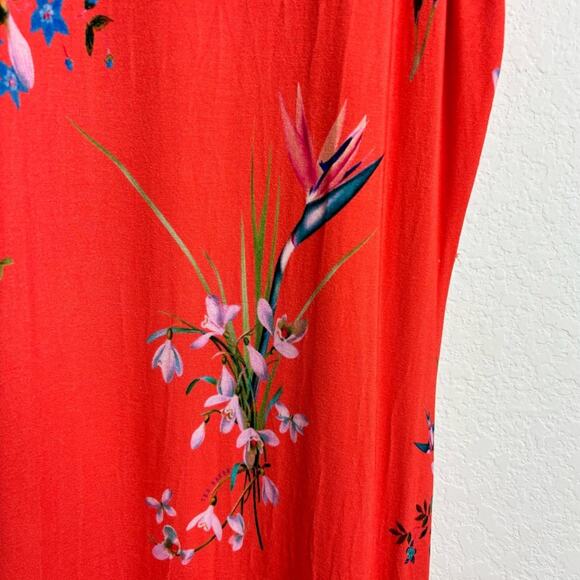 TED BAKER ORANGE GREEN FLORAL JOELIA TROPICAL OASIS BODYCON DRESS SIZE 2 - Picture 7 of 7